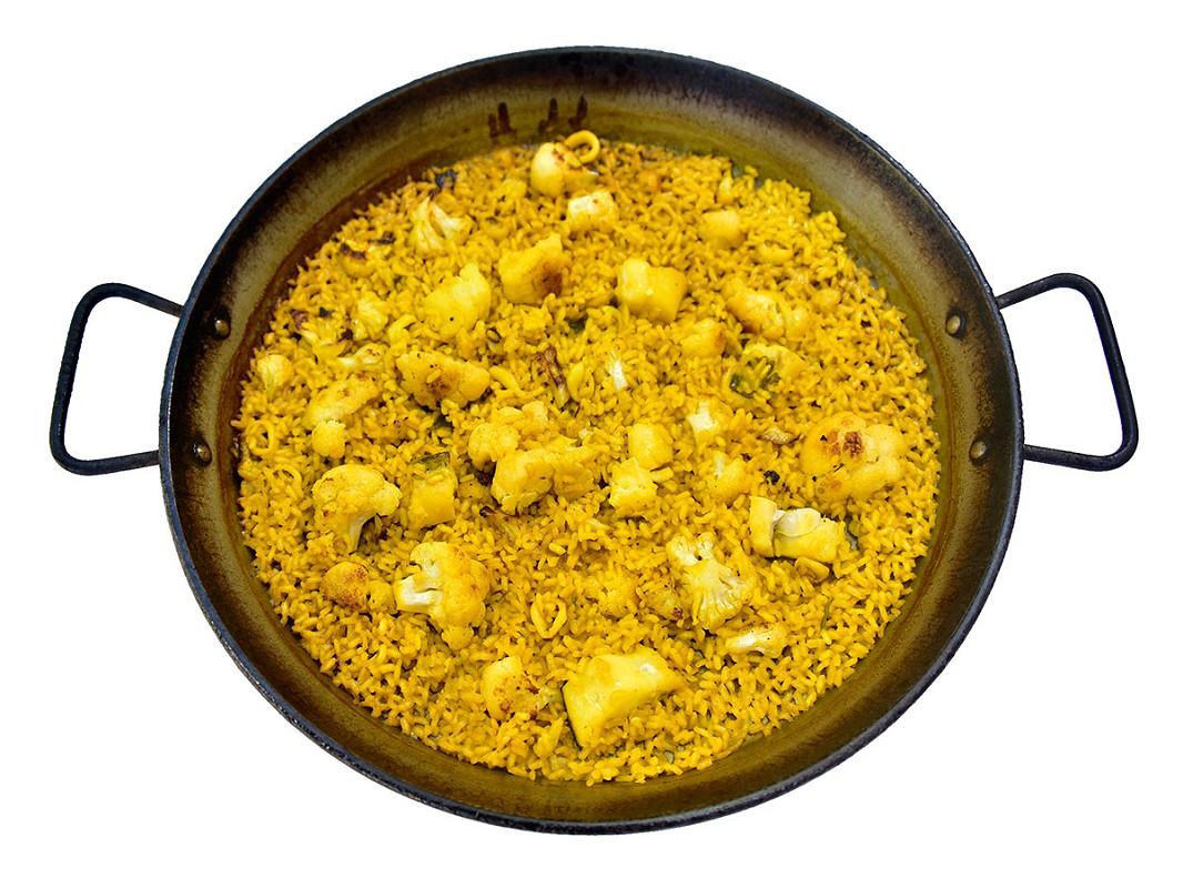 Paella de bacalao y coliflor